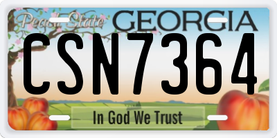 GA license plate CSN7364