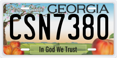 GA license plate CSN7380