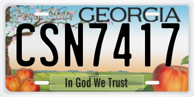 GA license plate CSN7417