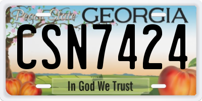 GA license plate CSN7424