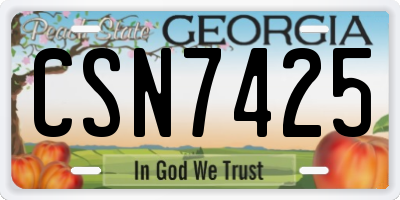 GA license plate CSN7425