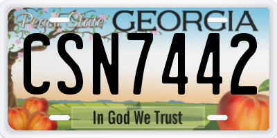 GA license plate CSN7442