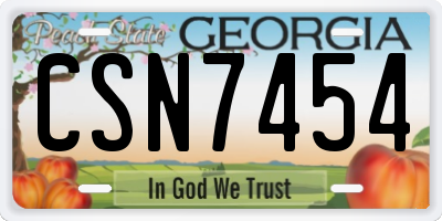 GA license plate CSN7454
