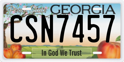 GA license plate CSN7457