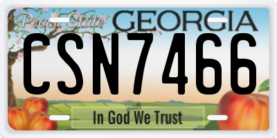 GA license plate CSN7466