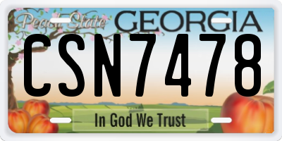 GA license plate CSN7478
