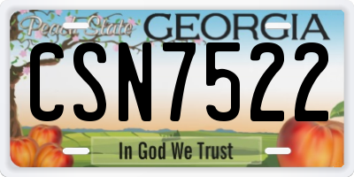 GA license plate CSN7522