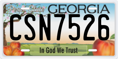 GA license plate CSN7526