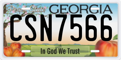 GA license plate CSN7566