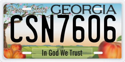 GA license plate CSN7606