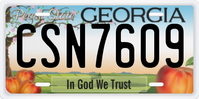 GA license plate CSN7609