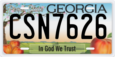 GA license plate CSN7626