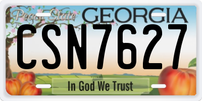 GA license plate CSN7627