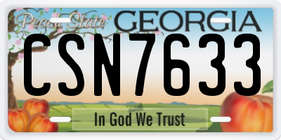 GA license plate CSN7633