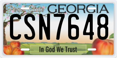 GA license plate CSN7648