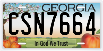 GA license plate CSN7664