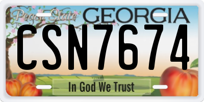 GA license plate CSN7674