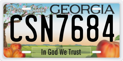 GA license plate CSN7684