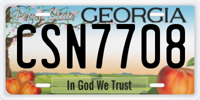 GA license plate CSN7708