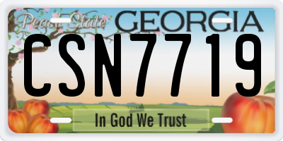 GA license plate CSN7719