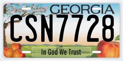 GA license plate CSN7728