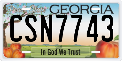 GA license plate CSN7743