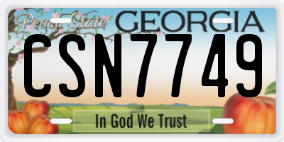 GA license plate CSN7749