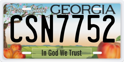 GA license plate CSN7752