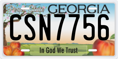 GA license plate CSN7756