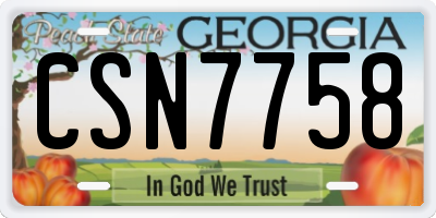 GA license plate CSN7758