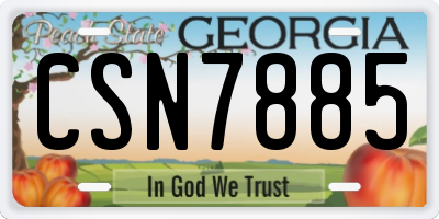 GA license plate CSN7885