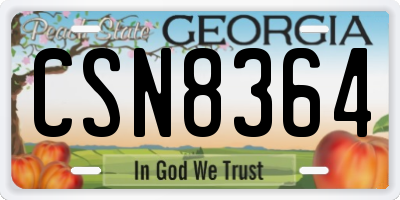 GA license plate CSN8364