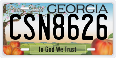 GA license plate CSN8626
