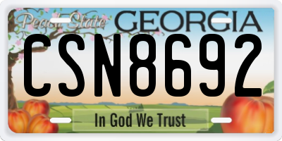 GA license plate CSN8692