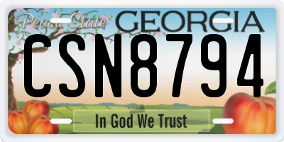 GA license plate CSN8794
