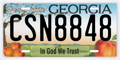 GA license plate CSN8848