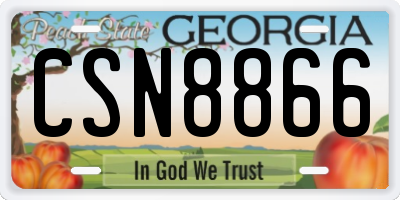 GA license plate CSN8866