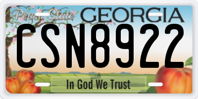 GA license plate CSN8922