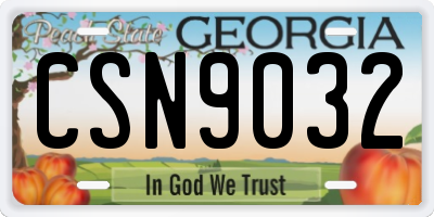 GA license plate CSN9032