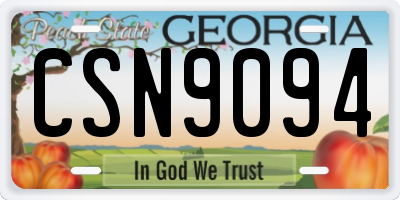 GA license plate CSN9094