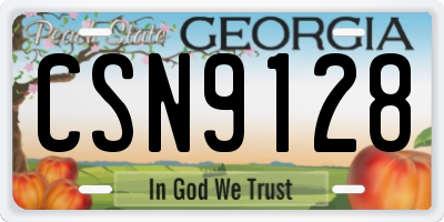 GA license plate CSN9128
