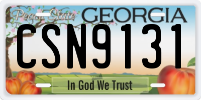 GA license plate CSN9131