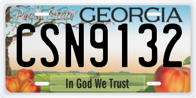 GA license plate CSN9132