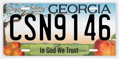 GA license plate CSN9146