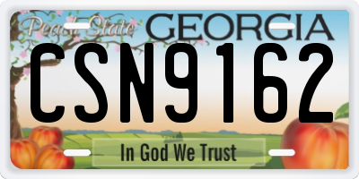 GA license plate CSN9162