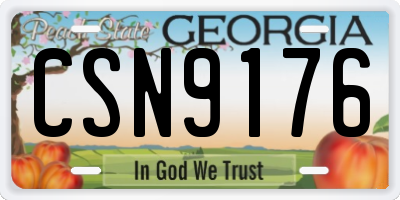 GA license plate CSN9176