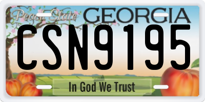 GA license plate CSN9195