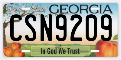 GA license plate CSN9209