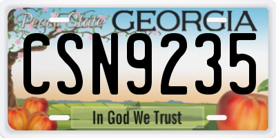 GA license plate CSN9235