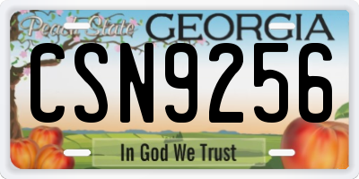 GA license plate CSN9256